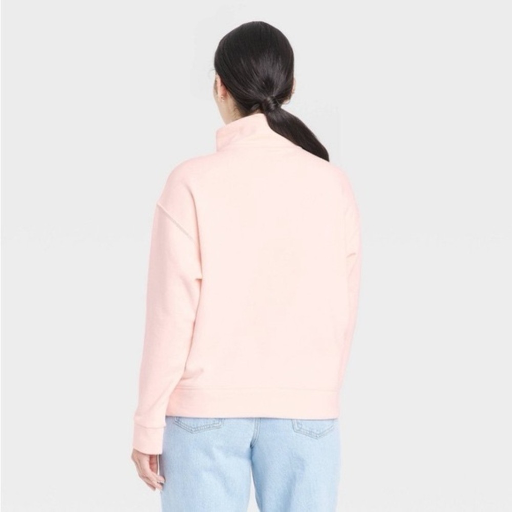 A New Day Light Pink Quarter Zip Sweatshirt, Size Small - Picture 3 of 10